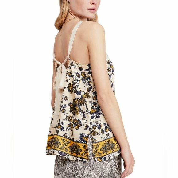 Intimately Free People Floral Beige Tea Combo V Neck Tank Blouse Camisole Size M - Picture 2 of 10